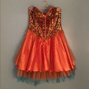 Sequin orange prom dress